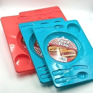 SET of 4 Kids Plastic Food Trays